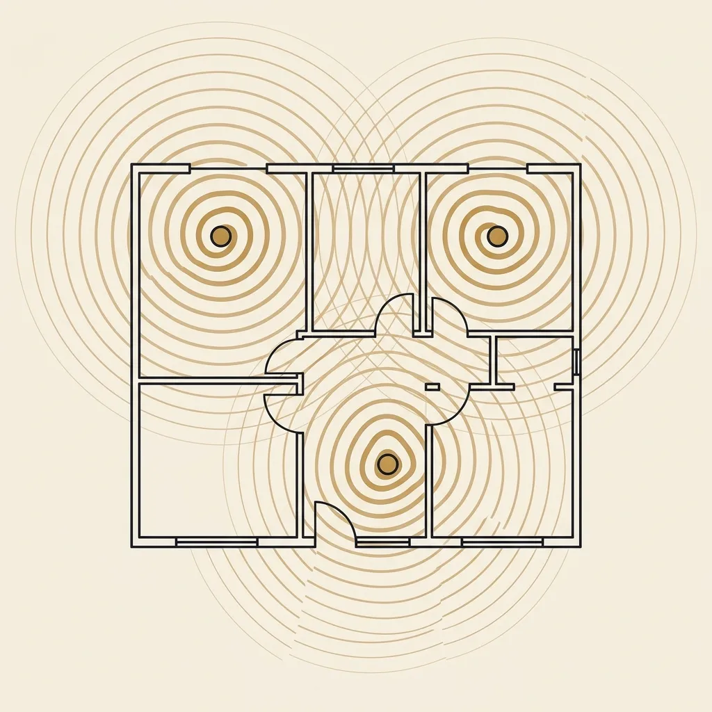 Illustrazione del funzionamento di un sistema Wi-Fi Mesh in una casa
